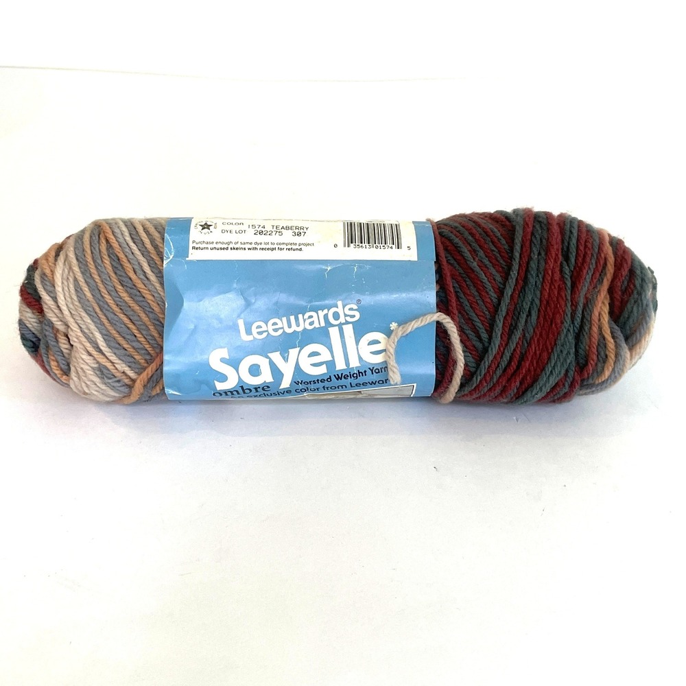 Vintage Leewards Sayelle Ombre Yarn Teaberry 1574 Worsted 3oz Acrylic 4-Ply